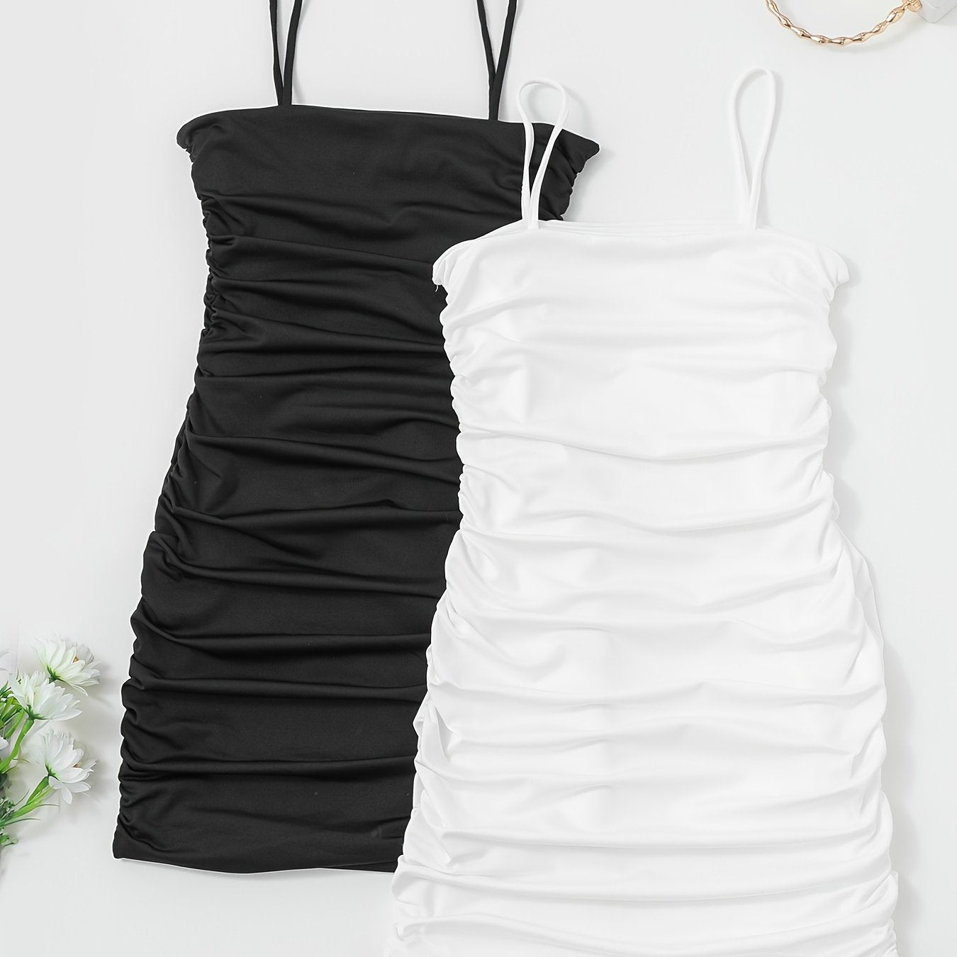 2pcs Bodycon Cami Dress Set Casual for Spring & Summer Women