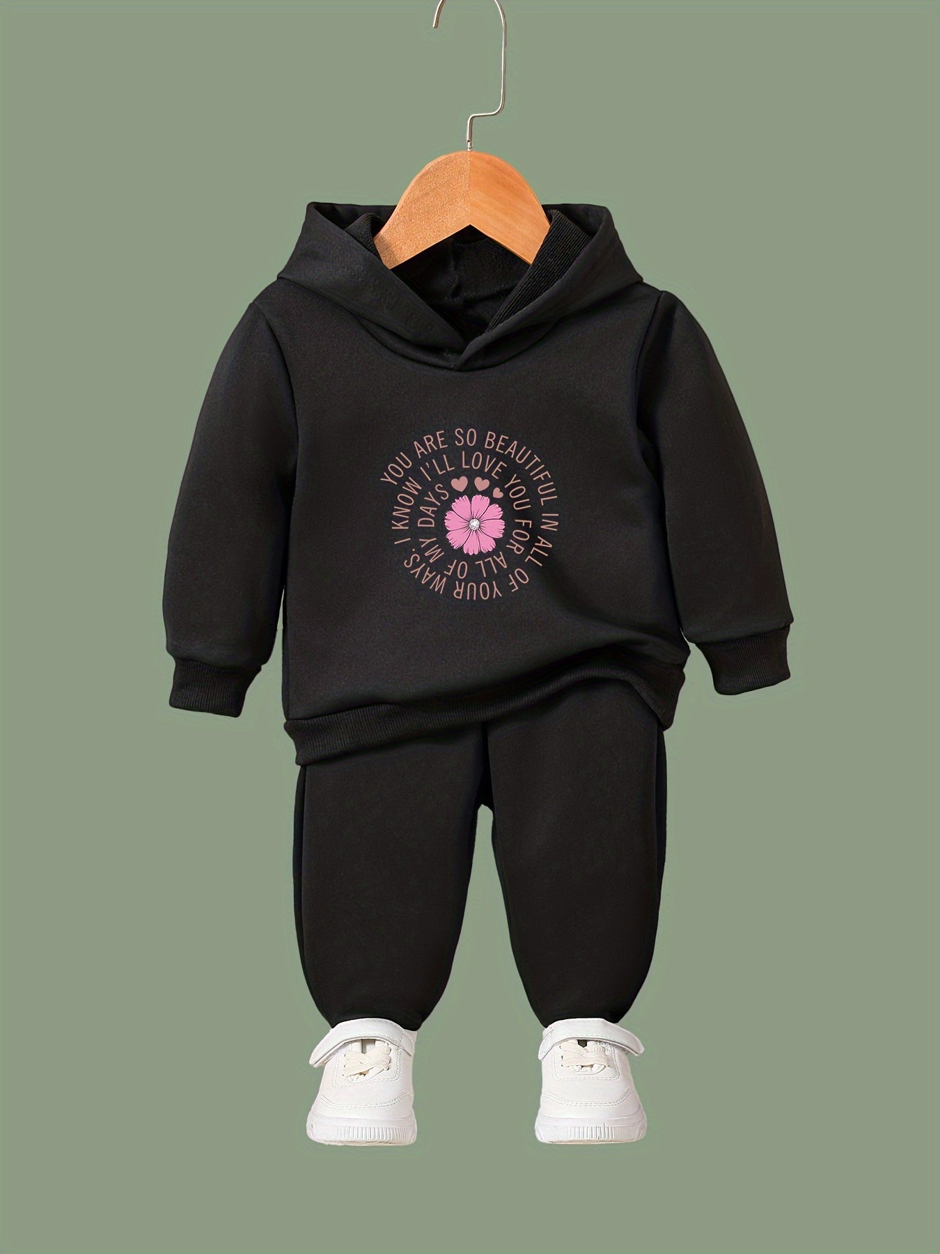 Sweet Flower & Letter Pattern 2pcs Breathable Activewear Sets