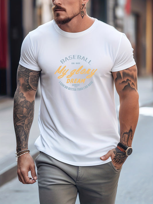 Men's Printed Leisure Sports T shirt Casual Stretch Tee Shirt