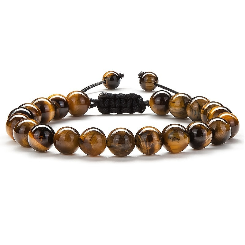 1PC Braided Rope Tiger Eye Stone Bracelet Men Women Matte Agate Bangle