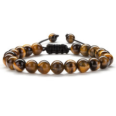 1PC Braided Rope Tiger Eye Stone Bracelet Men Women Matte Agate Bangle
