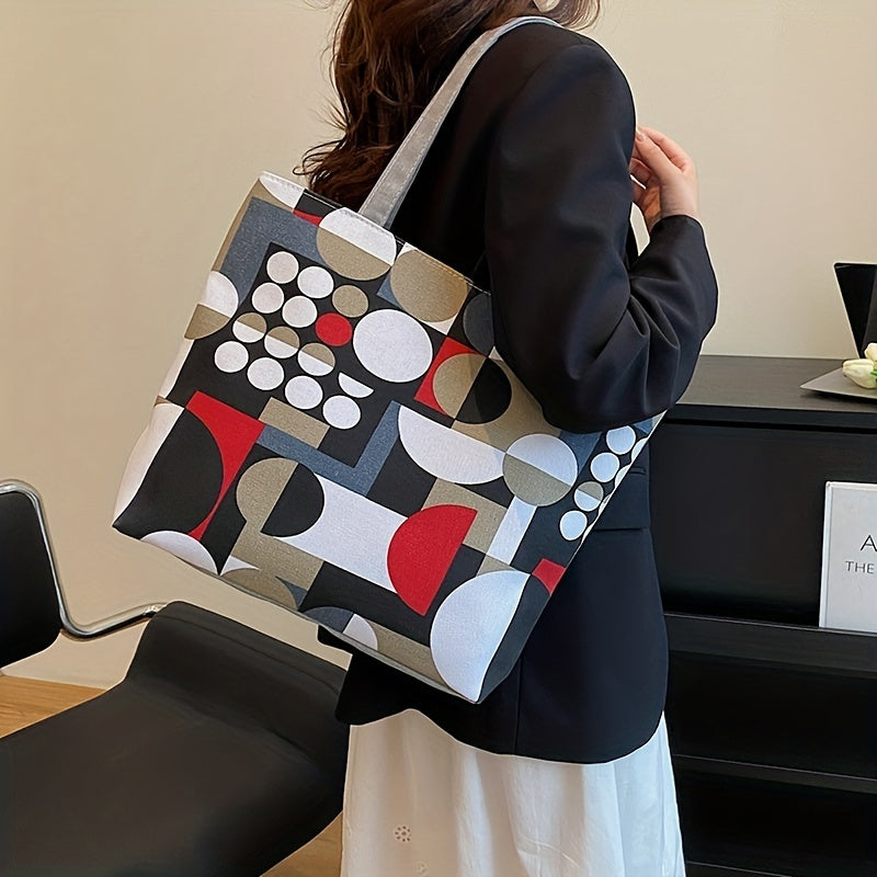 Flower Print Canvas Tote Bag Large Shoulder Bag