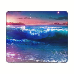 Wave Pattern Square Mouse Pad, Sewn Edge, Desktops, Laptops, Gaming