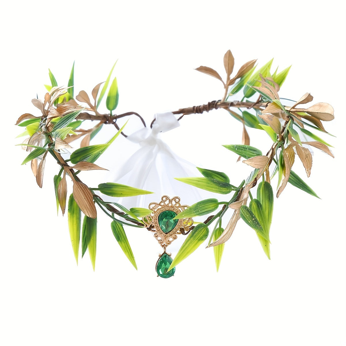 Chinese Style Crystal Hair Band Green Wreath Headband