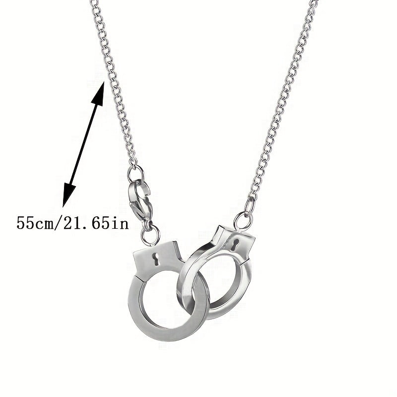 Funky Stainless Steel Handcuff Charm Necklace Men