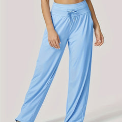 Solid Baggy Wide Leg Casual Pants With Pocket