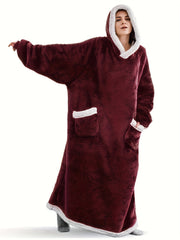  Flannel Lounge Robe Hooded Winter Fleece Blanket