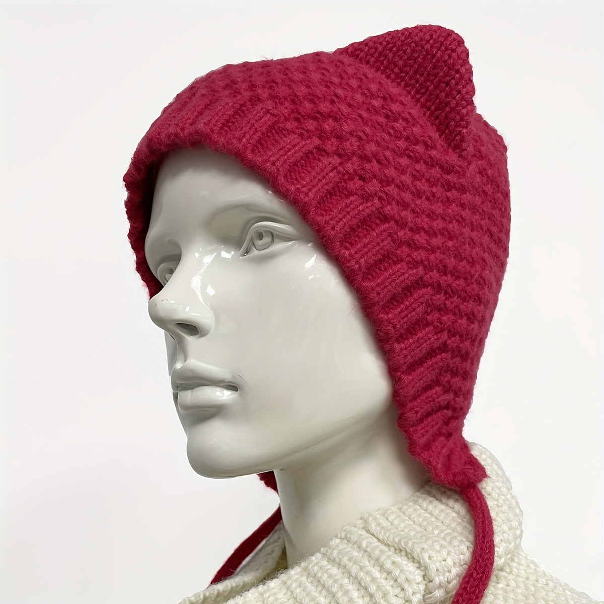 Cartoon Cat Ear Beanie Knit Hat for Women Men