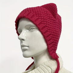 Cartoon Cat Ear Beanie Knit Hat for Women Men