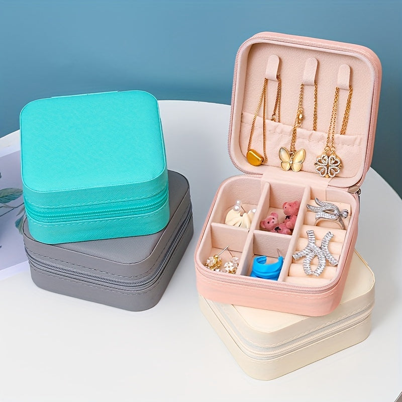 Mini Zipper Jewelry Organizer Box Small Jewelry Storage Case
