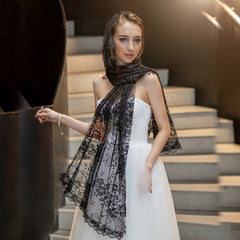 Floral Pattern Lace Veil for Brides & Events