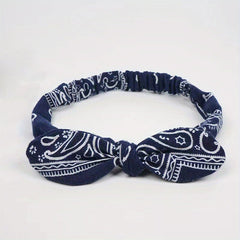 Paisley Print Bohemian Headband Vintage Bowknot Elastic Hair Acc