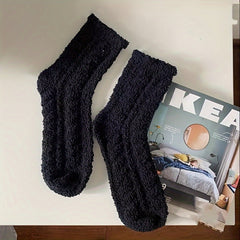 7 Pairs Fuzzy Socks Warm Mid Tube Stockings