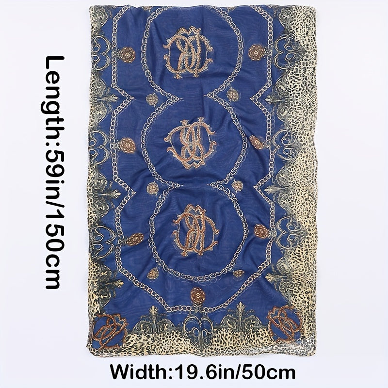 Leopard Chain Print Chiffon Scarf Thin Breathable Casual Shawl