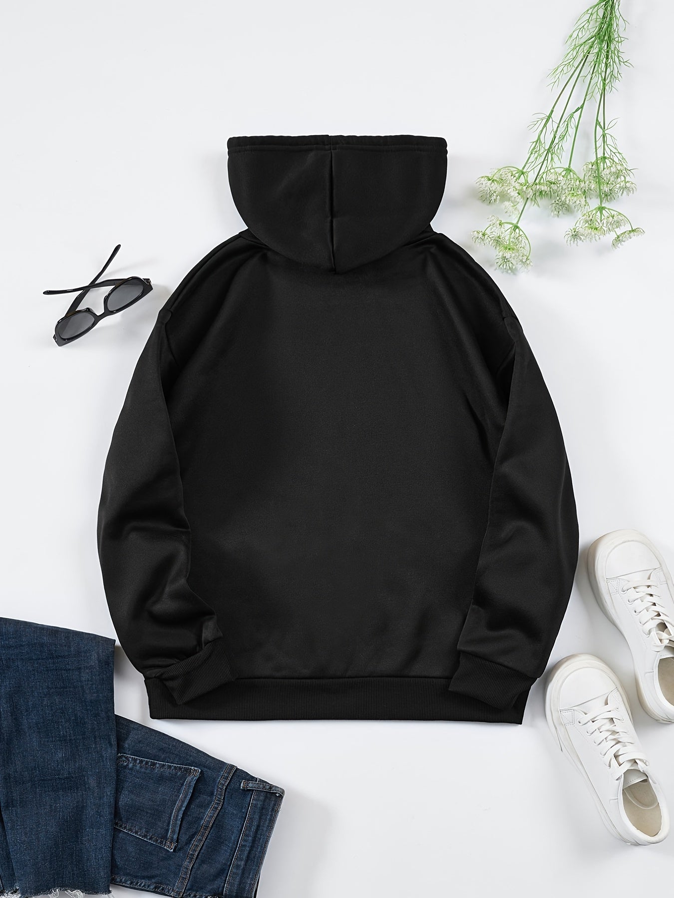 Coconut Tree Print Hooded Sweatshirt for Women