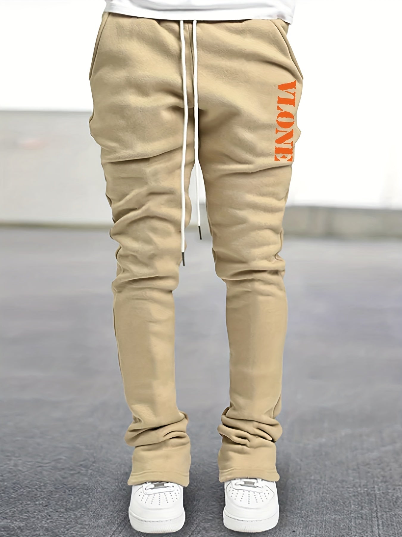 Men's Vlone Pattern Drawstring Flare Pants
