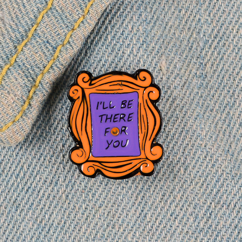 Cartoon Frame Brooch, I'll Be By Your Side Letter Brooch, Cute Gift for Friends