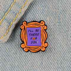 Cartoon Frame Brooch, I'll Be By Your Side Letter Brooch, Cute Gift for Friends