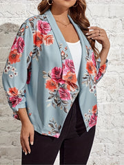  Floral Print Half Sleeve Blazer