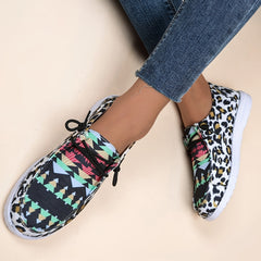 Leopard Print Canvas Lace-up Sports Shoes for Women