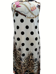  Colorblock Leopard & Polka Dot Print Maxi Dress