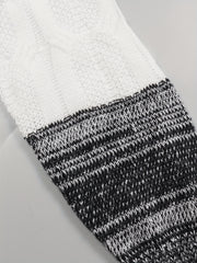  Colorblock Cable Long Sleeve Cardigan