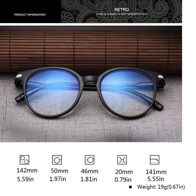 Round Frame Clear Lens Glasses Rivet Decor Eyewear