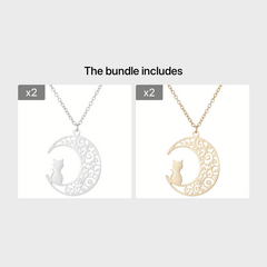 Moon Cat Necklace Stainless Steel Hollowed Out Collarbone Accessory