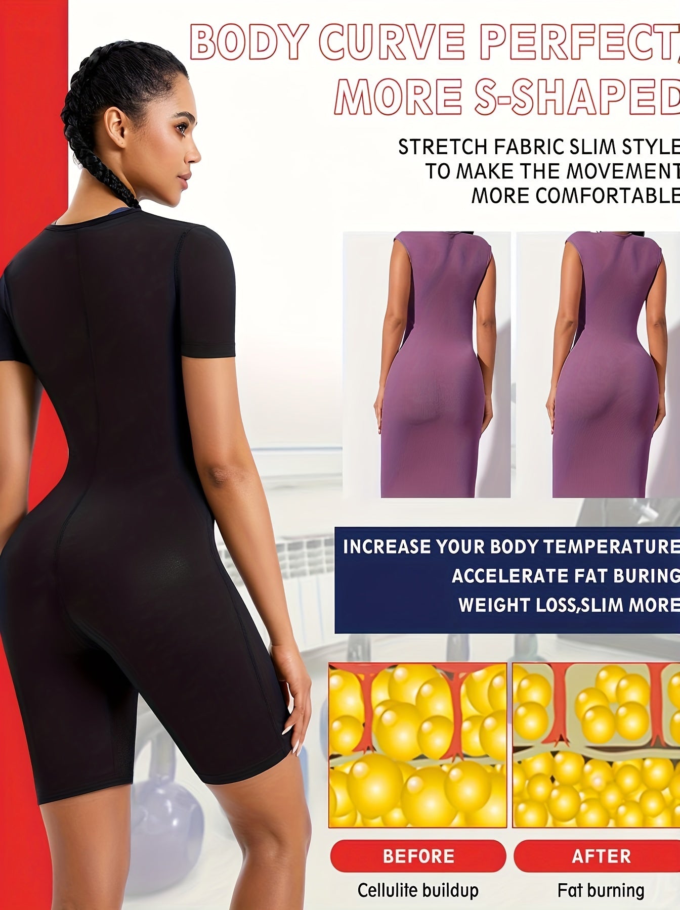Women's Body Slimming Sauna Jumpsuit with Zipper