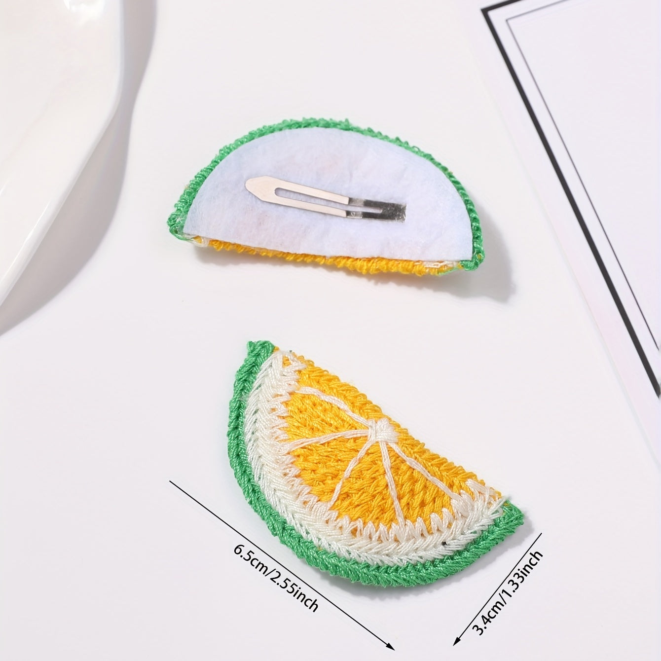 2pcs Lemon Hair Clips Knitted Sweet Side Hair Accessory