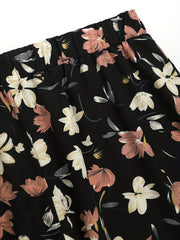 Floral Print High Rise Wide Leg Trousers