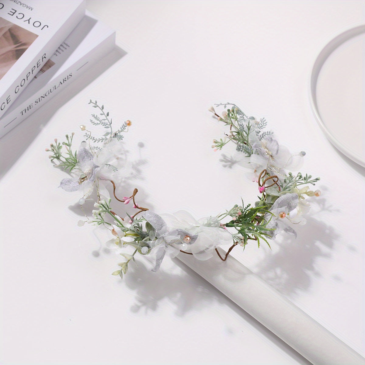 Flower Leaf Head Hoop Garland Headdress for Women Girls Wedding