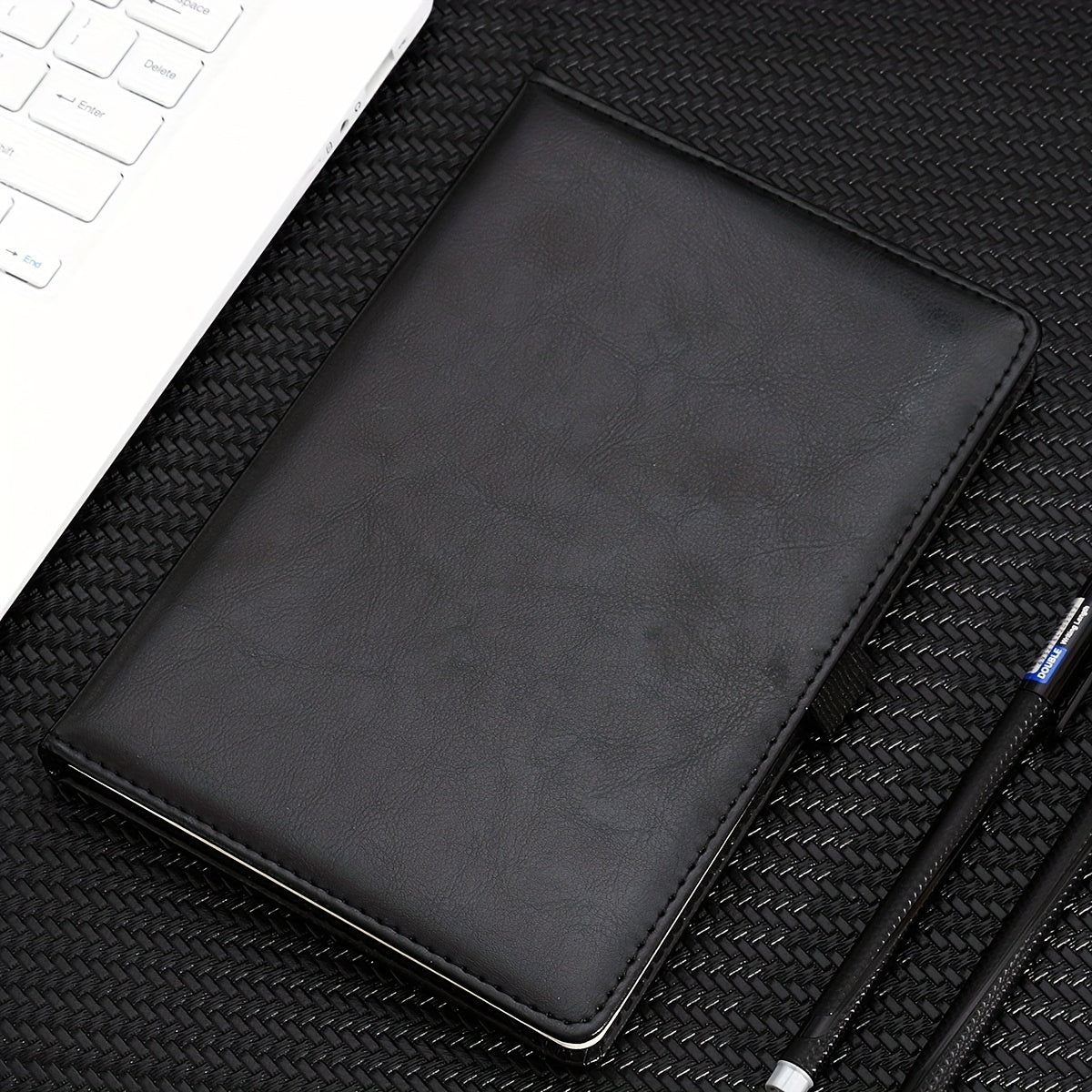 A5 Leather Cover Notepad Elastic Pen Ring Business Journal