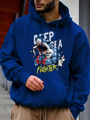 Men's Shark Boxer Print Hooded Sweatshirt Long Sleeve Personalized Hoodie