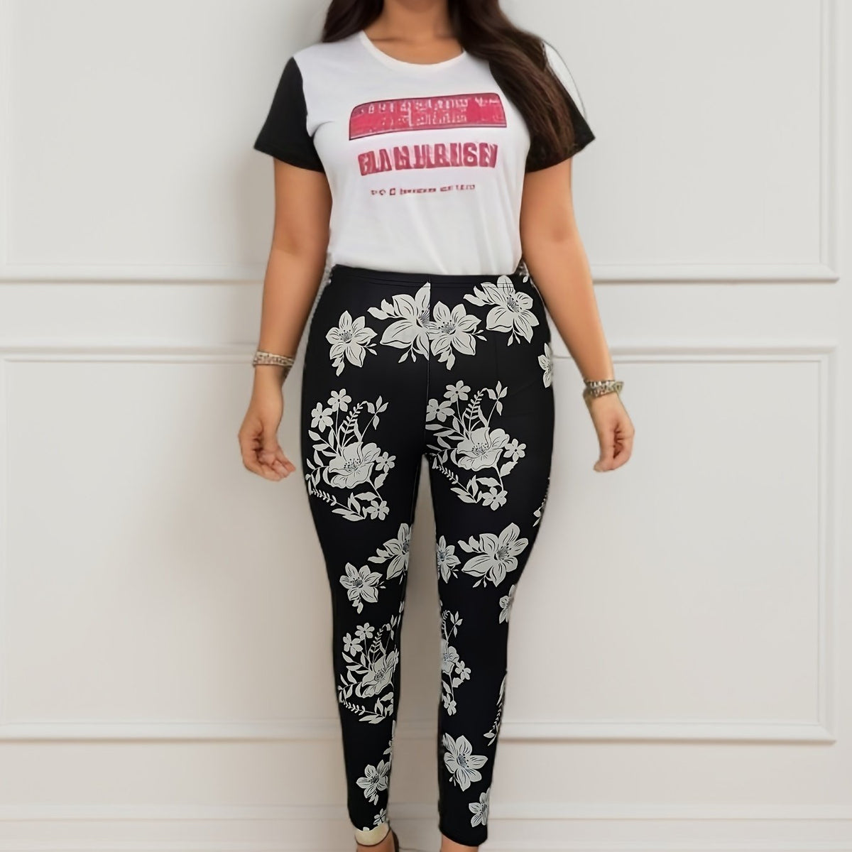 Floral Print High Rise Stretch Leggings