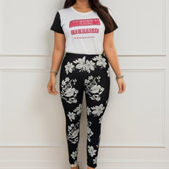 Floral Print High Rise Stretch Leggings