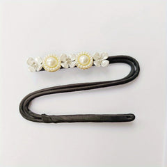 Flower & Pearl Hair Bun Maker Tie Wedding Hair Accessory