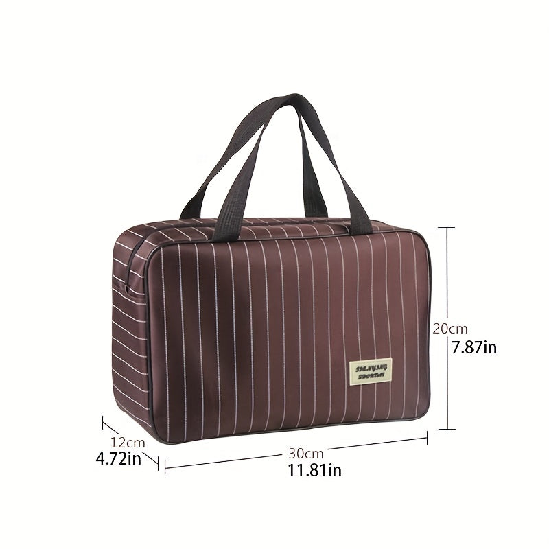 Striped Toiletry Bag Waterproof Travel Business Trip Storage Cosmetic Bag