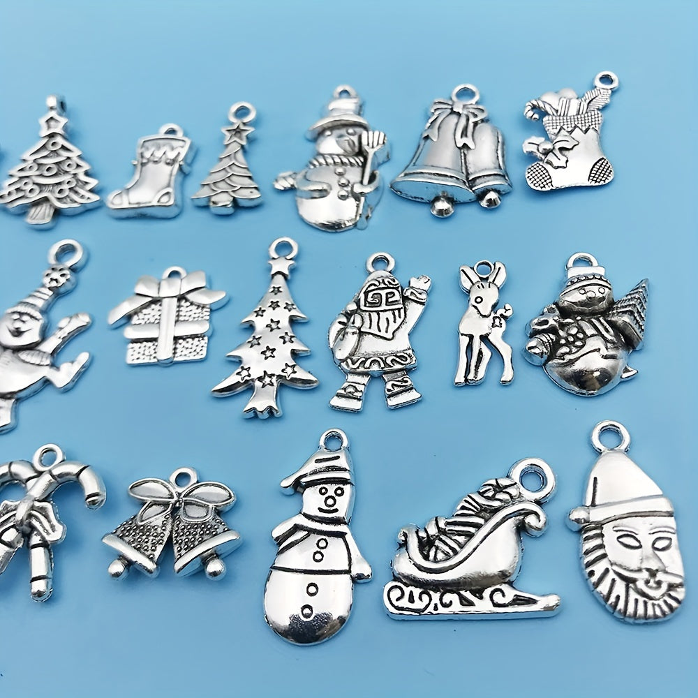 20pcs Antique Silver Christmas Charms Pendants for DIY Jewelry Making