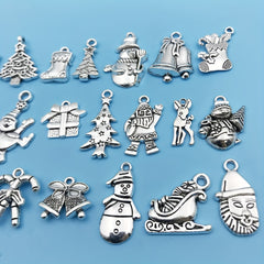 20pcs Antique Silver Christmas Charms Pendants for DIY Jewelry Making