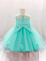 Appliques Baby Baptism Flower Girl Dress