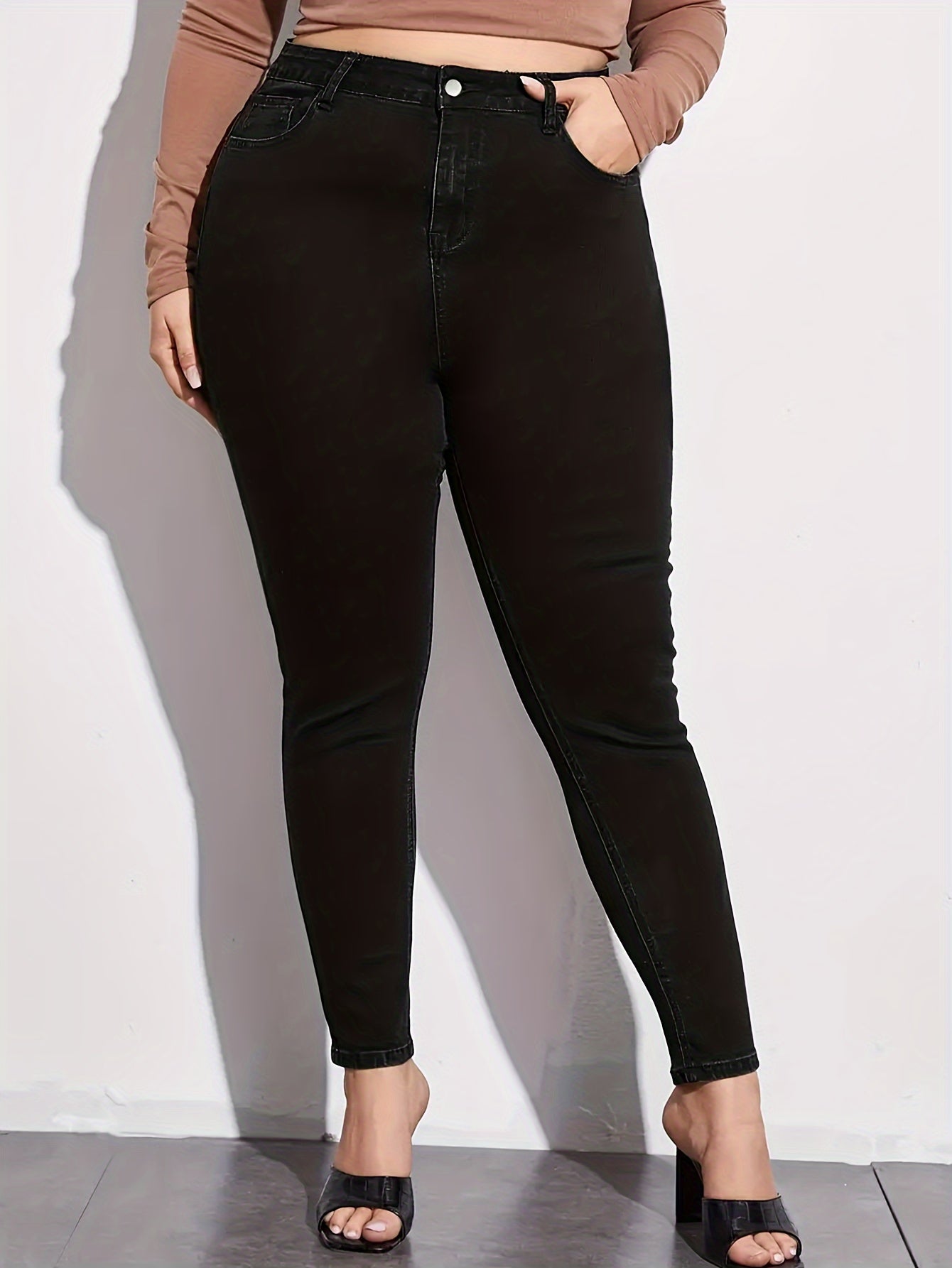  High Rise Skinny Jeans with Button Fly