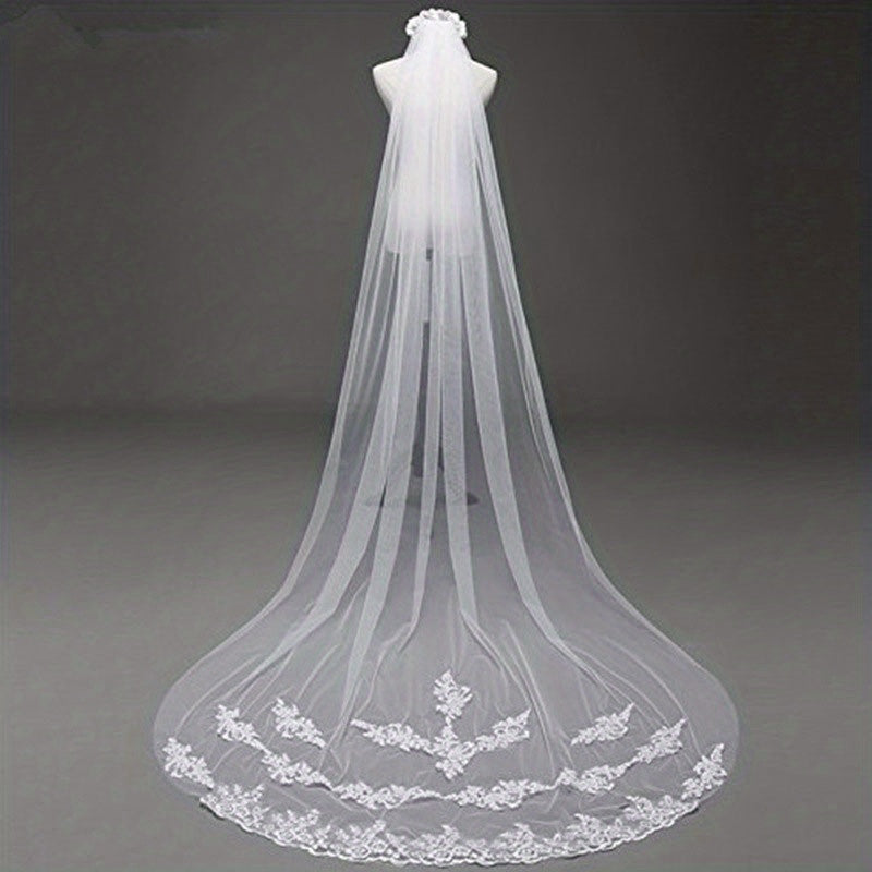 Lace Edge Bridal Wedding Veil Long Veil With Comb Hair Accessories