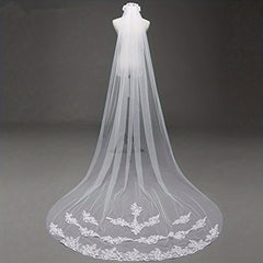 Lace Edge Bridal Wedding Veil Long Veil With Comb Hair Accessories