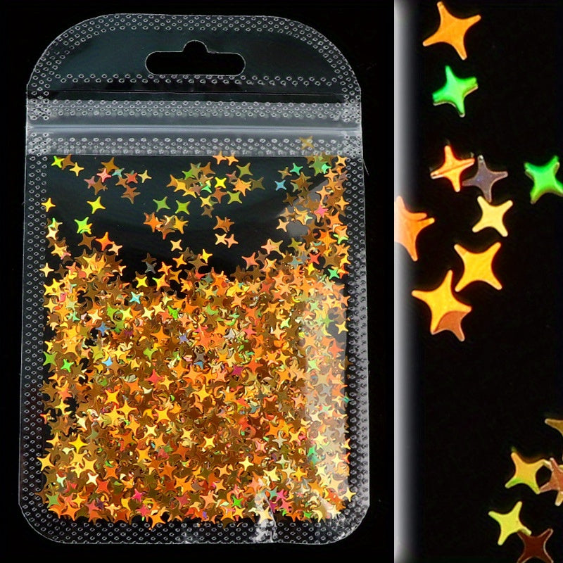 Holographic Star Glitter Flakes Resin Fillers Nail Art