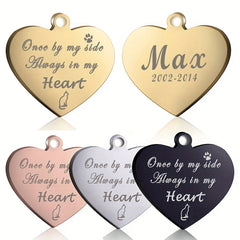 Custom Heart Shaped Silver Dog ID Tag Personalized Cat Collar Pendant
