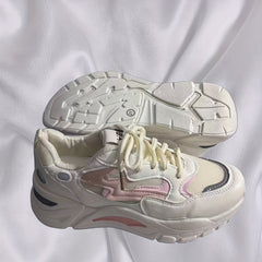Women's Chunky Sneakers Block Faux Leather Casual Wear Resistance