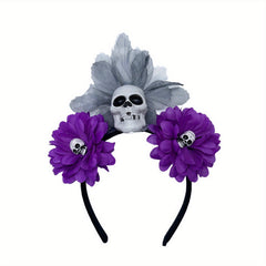 Halloween Rose Skull Headband Floral Hair Band For Women Girls