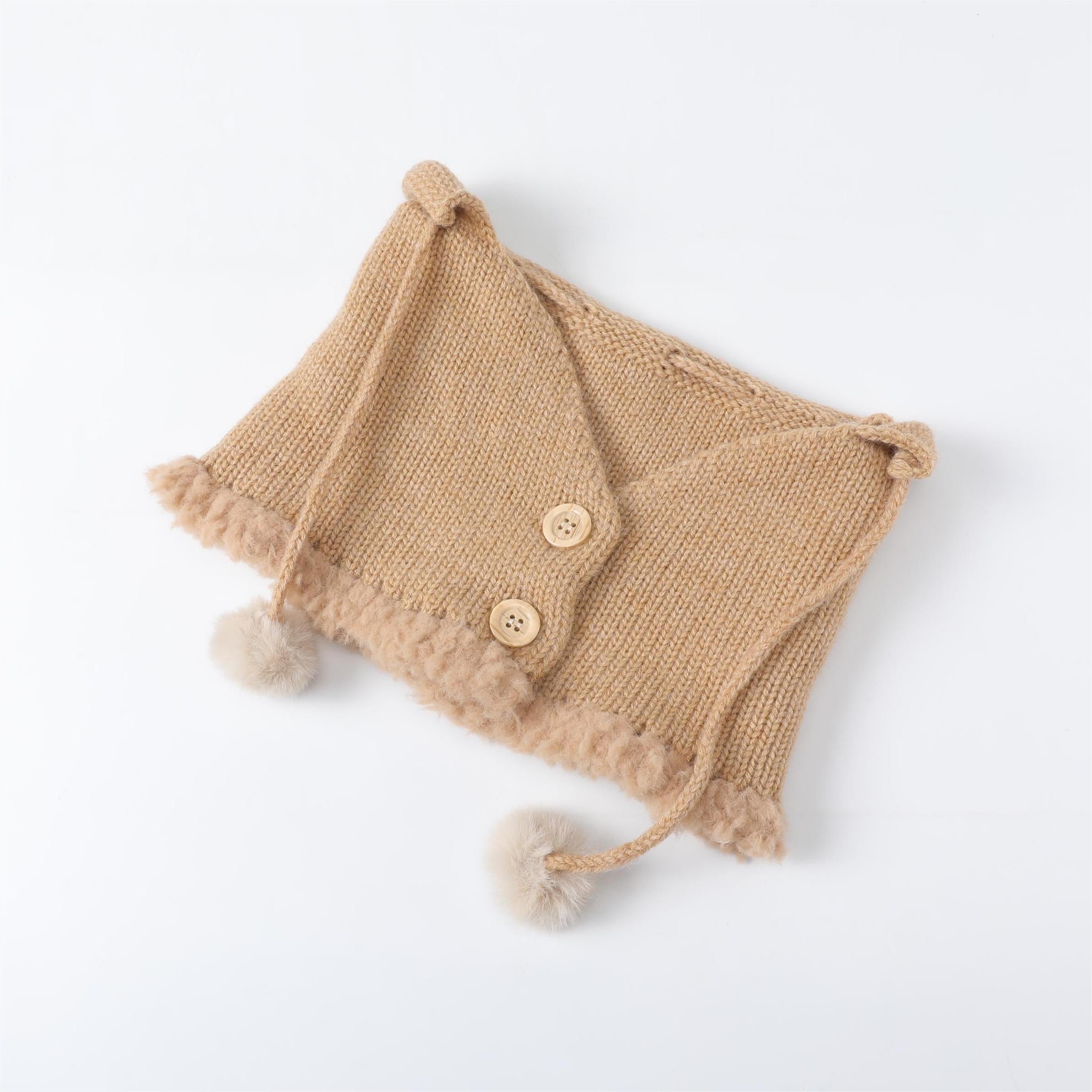 Warm Button Dual use Scarf Hat for Autumn and Winter