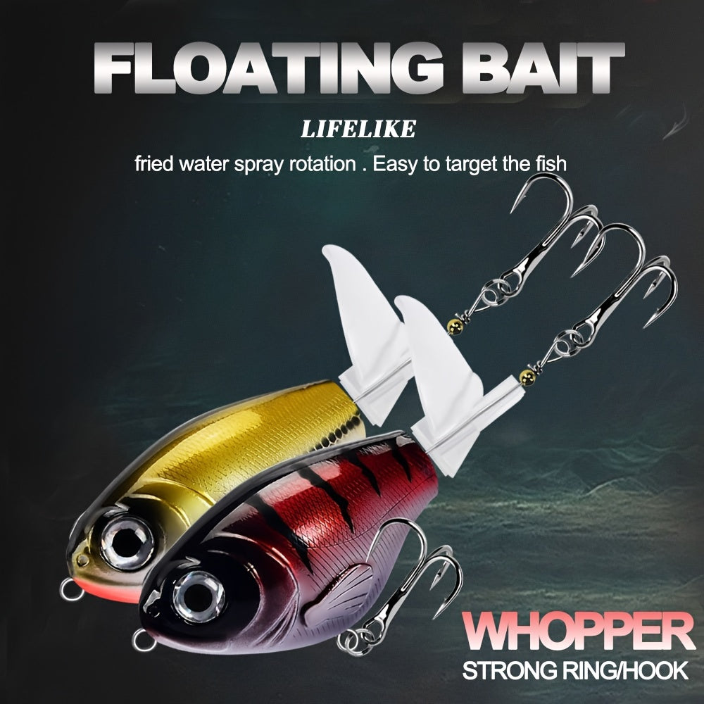 5pcs Whopper Popper Topwater Fishing Lure Hard Soft Rota Bait Plopper